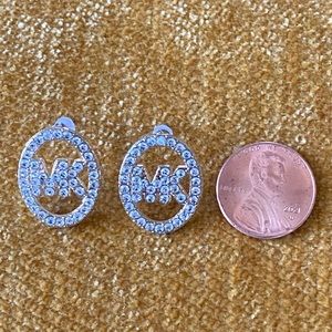 MK Crystal Rhinestone CZ Gold Oval Stud Earrings ~ NWT